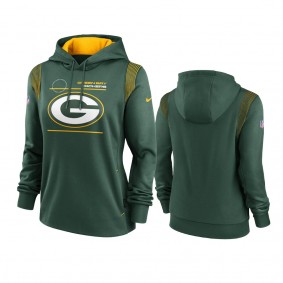 Women's Green Bay Packers Green Sideline Performance Pullover Hoodie