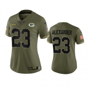 Women's Green Bay Packers Jaire Alexander Olive 2022 Salute To Service Limited Jersey