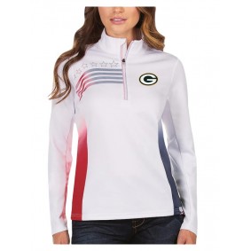 Women's Green Bay Packers White Liberty Quarter-Zip Pullover Jacket