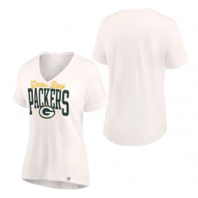 Women's Green Bay Packers Fanatics Branded Oatmeal Motivating Force Lightweight V-Neck T-Shirt