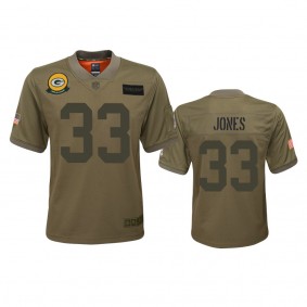 Youth Green Bay Packers Aaron Jones Camo 2019 Salute to Service Game Jersey
