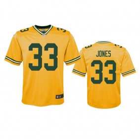 Youth Green Bay Packers Aaron Jones Gold Inverted Game Jersey