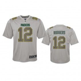 Youth Packers Aaron Rodgers Gray Atmosphere Fashion Game Jersey