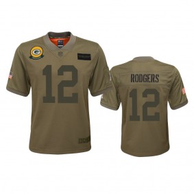 Youth Green Bay Packers Aaron Rodgers Camo 2019 Salute to Service Game Jersey
