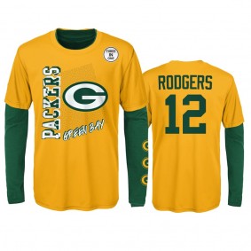 Green Bay Packers Aaron Rodgers Gold Green For the Love of the Game Combo Set T-Shirt - Youth