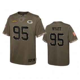 Youth Green Bay Packers Devonte Wyatt Olive 2022 Salute To Service Limited Jersey