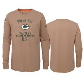 Youth Green Bay Packers Khaki 2019 Salute to Service Performance T-Shirt