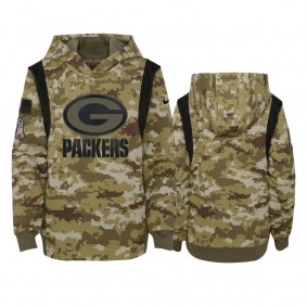 Youth Green Bay Packers Olive 2021 Salute To Service Therma Hoodie