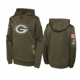Youth Green Bay Packers Olive 2022 Salute to Service Performance Hoodie