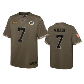 Youth Green Bay Packers Quay Walker Olive 2022 Salute To Service Limited Jersey